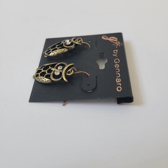 G By Gennaro Bronze Tone Owl Dangle Earrings NWT Y2K - Picture 3 of 4